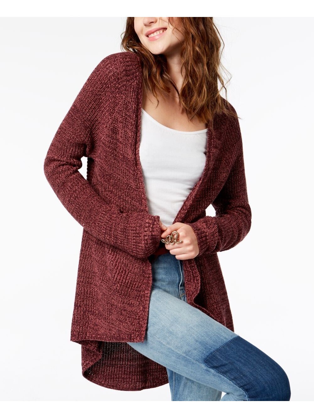 Oh Mg! Womens Open-Front Cardigan Size L